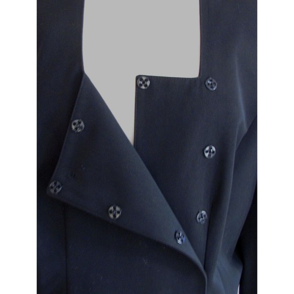 Vintage Designer Solini New York Black Square Neck Fox Fur Cuffs Jacket 16.R - Picture 14 of 16